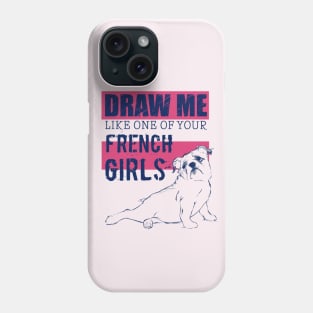 Draw Me Like One of Your French Girls Bulldog, Navy/Pink Phone Case