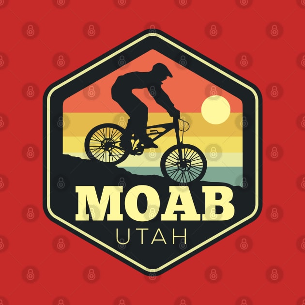 Moab Utah Mountain Bike Vintage Sunset Hexagon by DetourShirts