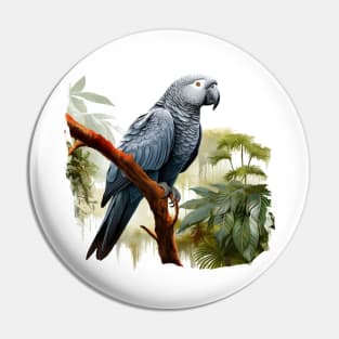 African Grey Parrot Pin