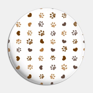 Doodle brown small paw prints with hearts seamless fabric design pattern Pin