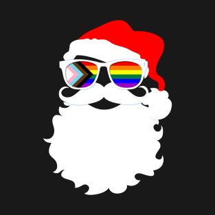 Santa Claus LGBTQ Progress Pride Flag Sunglasses T-Shirt