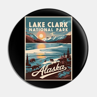Retro Poster of Lake Clark National Park Pin