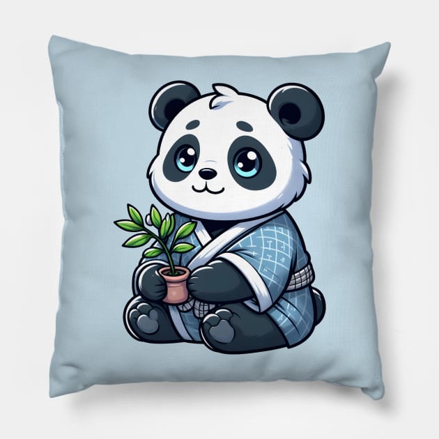 Panda botanist Pillow by Japanese Fever