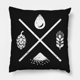 Retro Distressed Homebrew Beer Ingredients Pillow