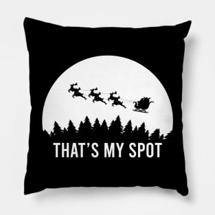 Funny That's My Spot Xmas Session, Santa on Sleigh Reindeer Humor Gift Pillow