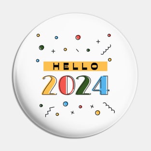 Colorful Hello 2024 Pin