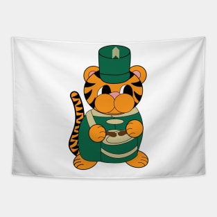 Marching Band Tiger Drum Green and Gold Tapestry