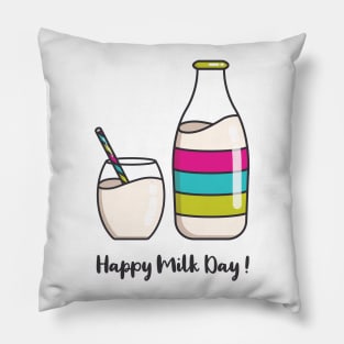 Happy Milk Day | Pink Green Pillow