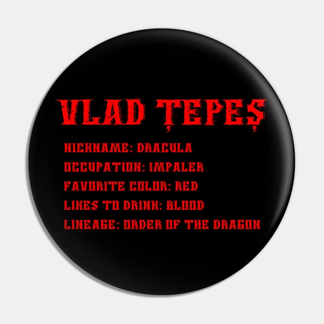 Vlad Dracula Pin by Scar