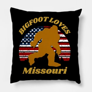 Bigfoot loves America and Missouri too Pillow