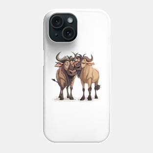 Valentine Cartoon Wildebeest Couple Phone Case