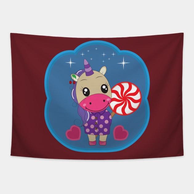 Candy unicorn Tapestry by EmarDesign