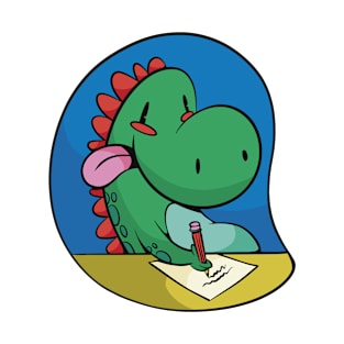 Cartoon dinosaur studying T-Shirt