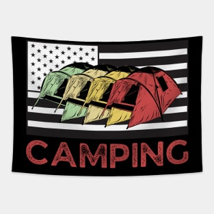 Camping Team Vintage American Flag Tapestry