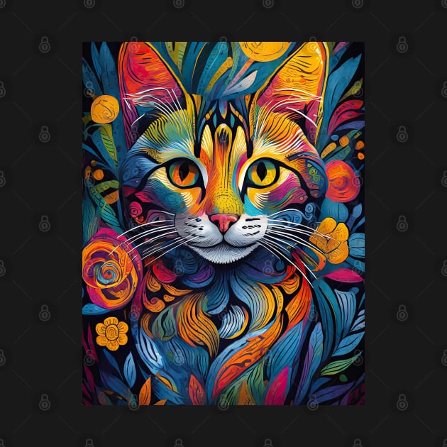 vibrant and colourful cat art design by clearviewstock