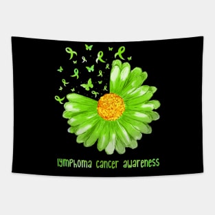 Daisy Butterfly Green Ribbon Lymphoma Cancer Awareness Tapestry