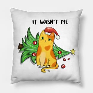 Cat Christmas Tree Knocked Over, It Wasn't Me, Cute Kitten Xmas Pillow