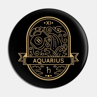 Aquarius Gold Sigil Zodiac Pin