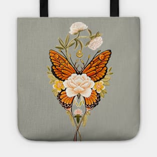 Butterfly peonies tattoo drawing Tote