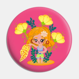 Cute girly cartoon Face girl Pin