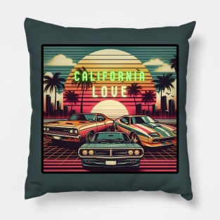 California Love: Sunset Cruisin', where Muscle Cars meet Palm Trees! Pillow