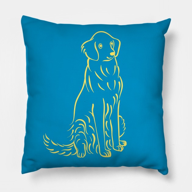 Sitting Golden Retriever Pillow by illucalliart