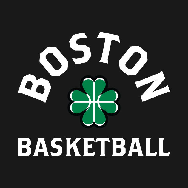 Boston Beantown Clover Basketball Fan T-Shirt: Show Your Pride for Boston & Hoops by CC0hort