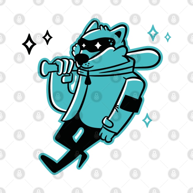 Raccoon. Cartoon Raccoon. Teen Raccoon. Raccoon with Baseball Bat by Makushkin28