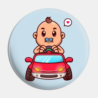 Cute Baby Riding Car Toy Cartoon Pin