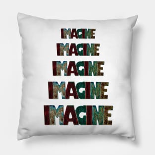 Cascading Imagine One Word Positive Statement Saying Electric Multi-Colored Pillow