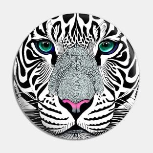 Panthera Leopard/Tiger Hybrid Face Illustration Pin