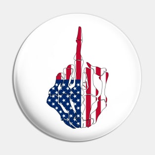 Skeleton Middle Finger United States Of America Flag Pin