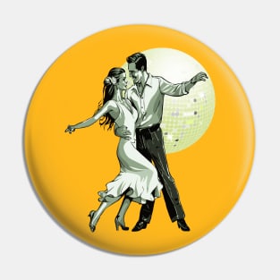 Salsa Couple Dancing With Ballroom Mirrorball Pin