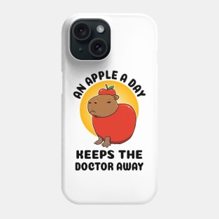 An apple a day keeps the doctor away Capybara Phone Case