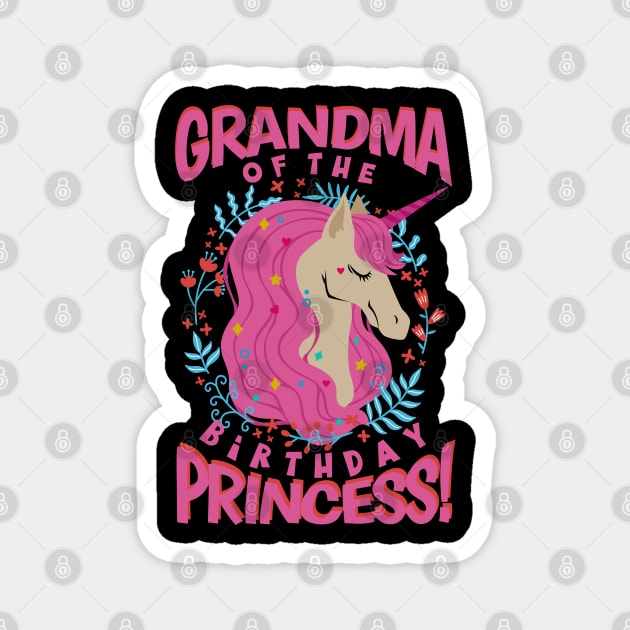 Grandma of the Birthday Princess Unicorn Magnet by aneisha