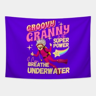 Groovy Granny With Super Power For Scuba Diver Grandma Tapestry