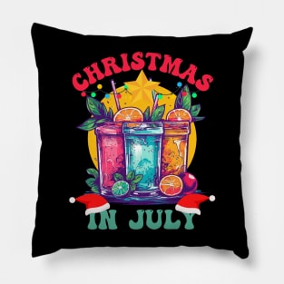 Cheers to Christmas in July Refreshing Summer Vibes Pillow