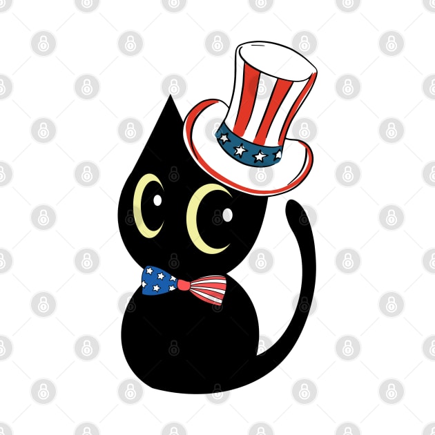 Funny black cat is ready for independence day by Pet Station