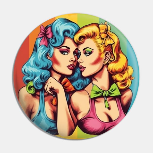 Lesbian Pin Up girls Pin by HeftigShop