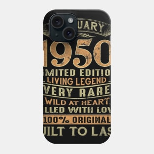 Vintage 70 Years Old February 1950 70th Birthday Gift Ideas Phone Case