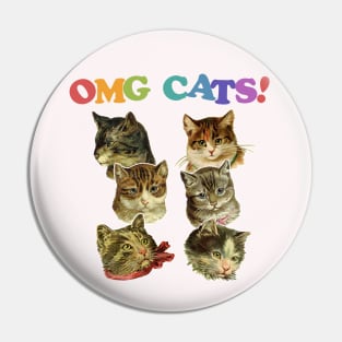 OMG Cats! Cat Lover Retro Design Pin