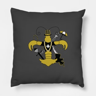 New Orleans Black and Gold Louisiana Crawfish Fleur de Lis Pillow