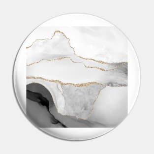 Watercolor Agate in Monochrome Faux Glitter Veins Pin