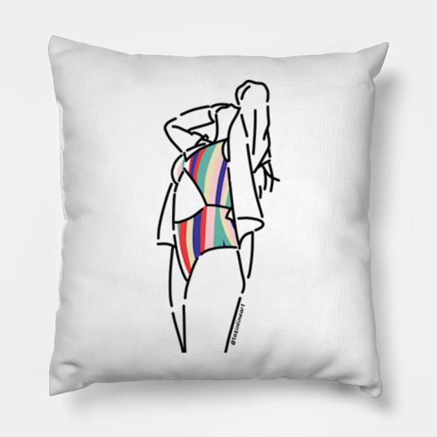 Girl on Swim Suit in  Summer Pillow by ayshatazin