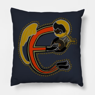 Dark Angel Letter E Ochre Pillow