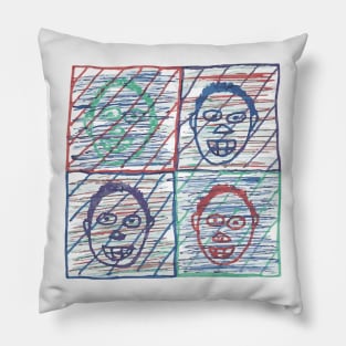 The Four Fabulous Faces of Fabio The Flatulent Flutist Pillow