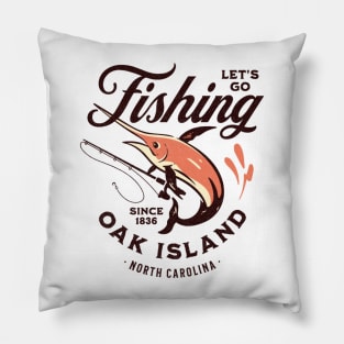 Oak Island, NC Fishing Summer Vacation Pillow