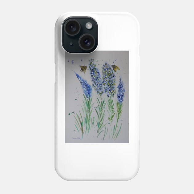 Bees on Delphiniums Phone Case by Casimirasquirkyart