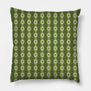 Green and Yellow Ovals and Curves Seamless Pattern 1970s Inspired Pillow