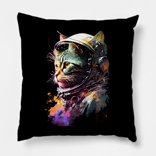 Cat in Space Painting - Astronaut Cat Pillow